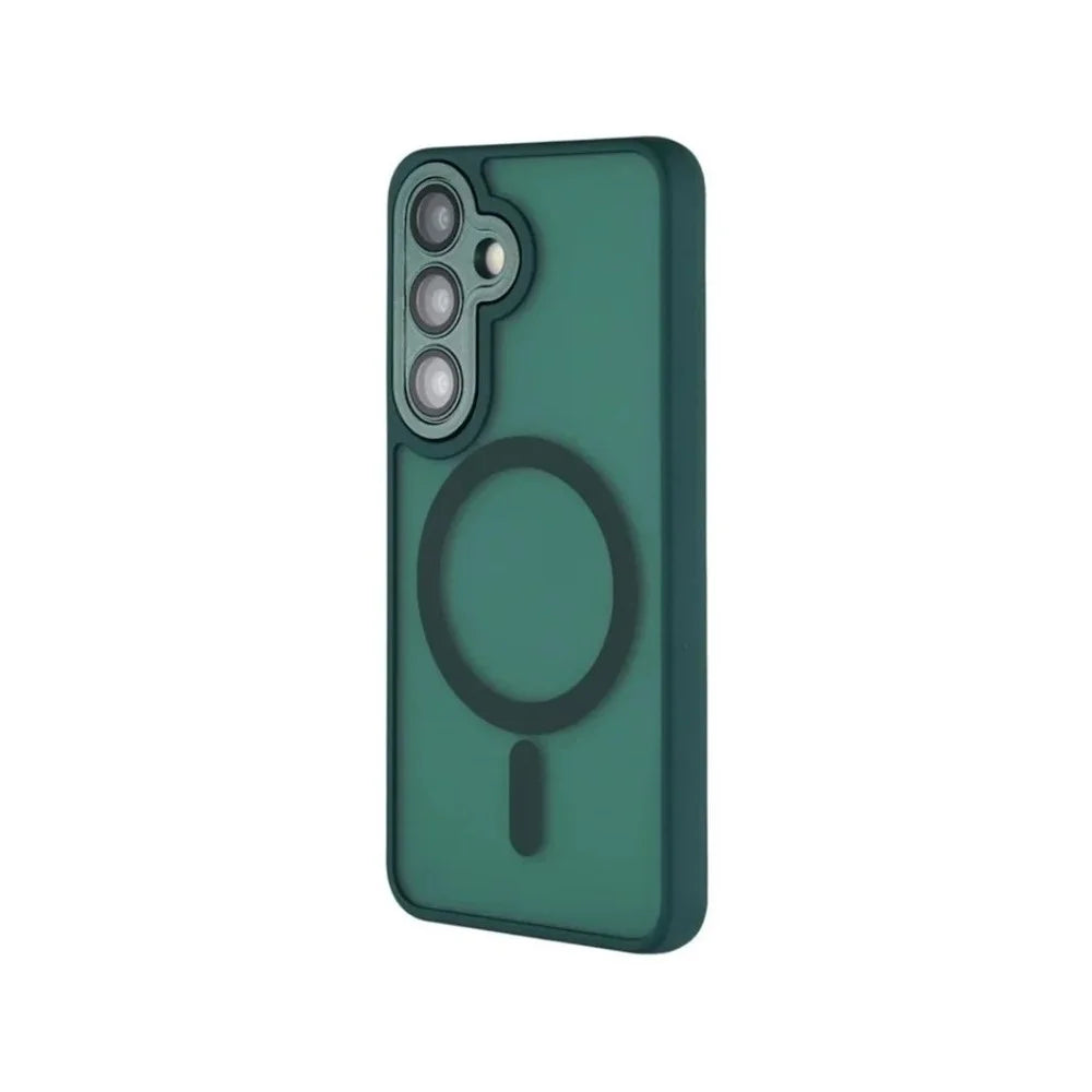 WANLONFENG For Samsung Galaxy A37 5G QB Series Magnetic Case PC TPU Phone Cover with Screen Film - Dark Green - 4
