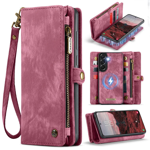 CaseMe For Samsung Galaxy A37 5G 008 Phone Cases Leather Cover with Detachable Wallet and Strap - Red - 1