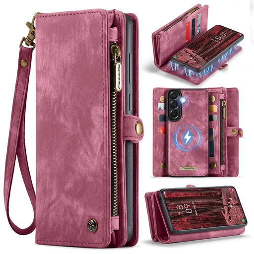 CaseMe For Samsung Galaxy A57 5G 008 Phone Cases Leather Cover with Detachable Wallet and Strap - Red - 1