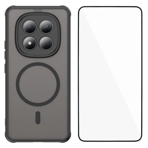 WANLONFENG For Xiaomi Redmi Note 15 Pro 5G (Global) FD Series Magnetic Case with Screen Film Skin Touch TPU + PC Phone Back Cover - Black - 1