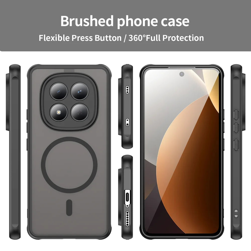 WANLONFENG For Xiaomi Redmi Note 15 Pro 5G (Global) FD Series Magnetic Case with Screen Film Skin Touch TPU + PC Phone Back Cover - Black - 3