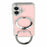 For iPhone 17 Case Kickstand Rhinestone Edge Glitter Back TPU + PC IMD Phone Cover - Glitter Light Pink - 4