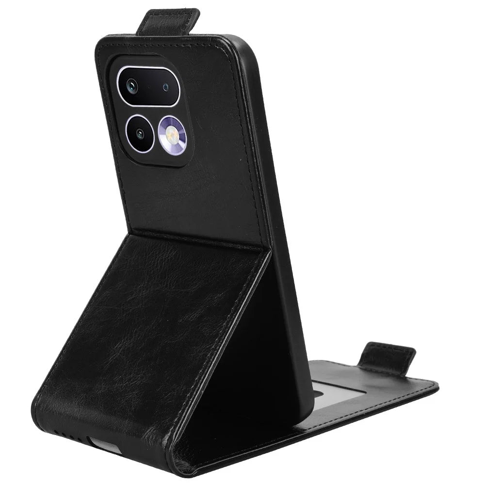 For Realme 16 Pro 5G Stand Case Magnetic Clasp Vertical Flip Leather Phone Cover with Card Holder - Black - 3