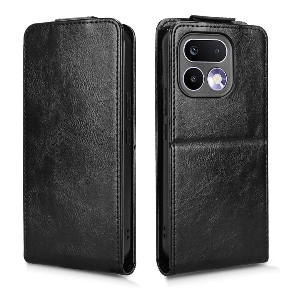 For Realme 16 Pro 5G Stand Case Magnetic Clasp Vertical Flip Leather Phone Cover with Card Holder - Black - 5