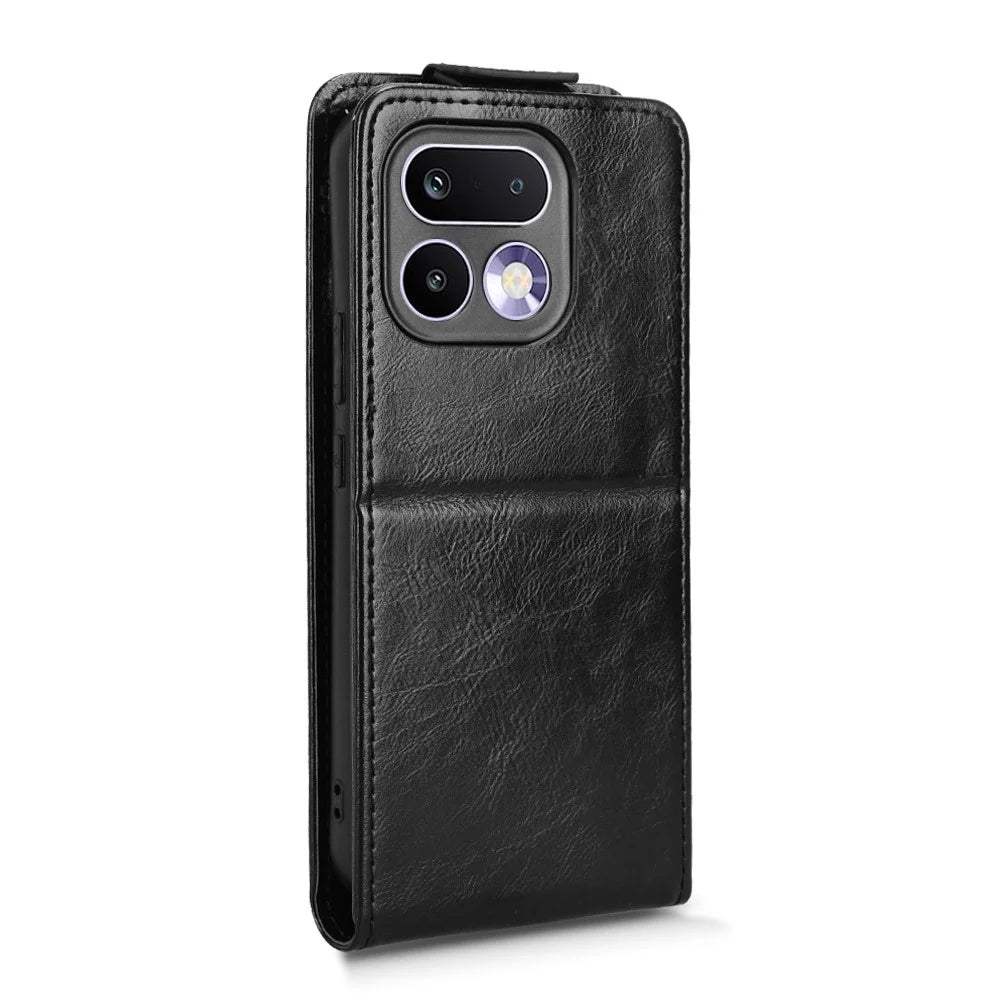 For Realme 16 Pro 5G Stand Case Magnetic Clasp Vertical Flip Leather Phone Cover with Card Holder - Black - 7