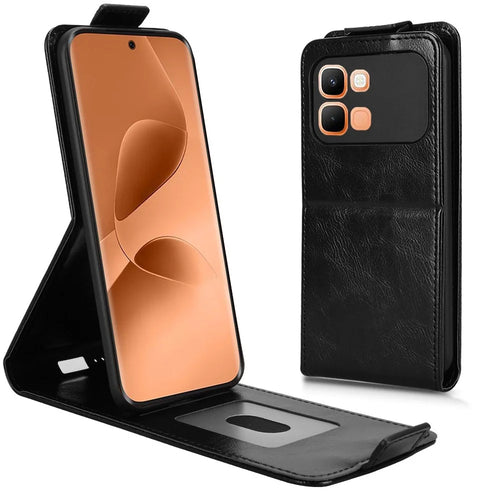 For Infinix Note Edge 5G Stand Case Magnetic Clasp Vertical Flip Leather Phone Cover with Card Holder - Black - 1