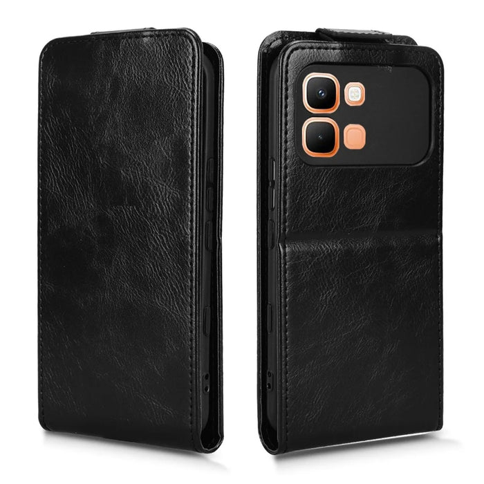 For Infinix Note Edge 5G Stand Case Magnetic Clasp Vertical Flip Leather Phone Cover with Card Holder - Black - 5