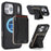 For iPhone 17 Pro Magnetic Case with Detachable Card Holder Kickstand TPU + PU Back Cover Compatible with MagSafe - Black - 1