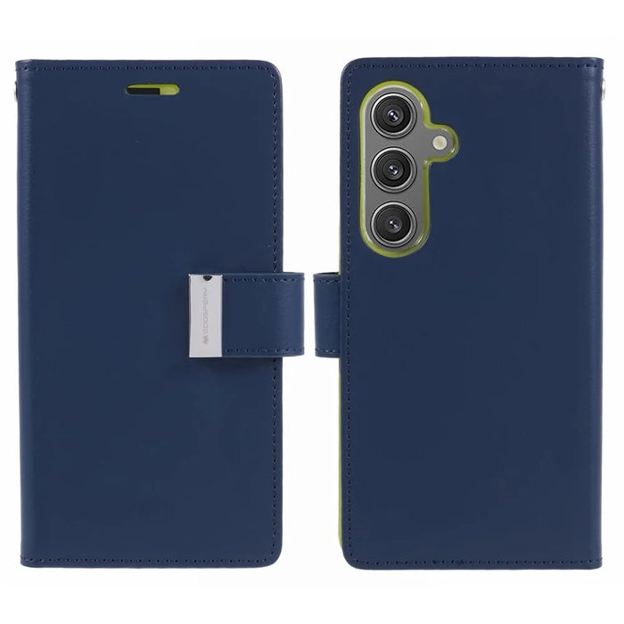 MERCURY GOOSPERY For Samsung Galaxy S26 Wallet Case Protective Leather Folio Phone Cover - Dark Blue - 1