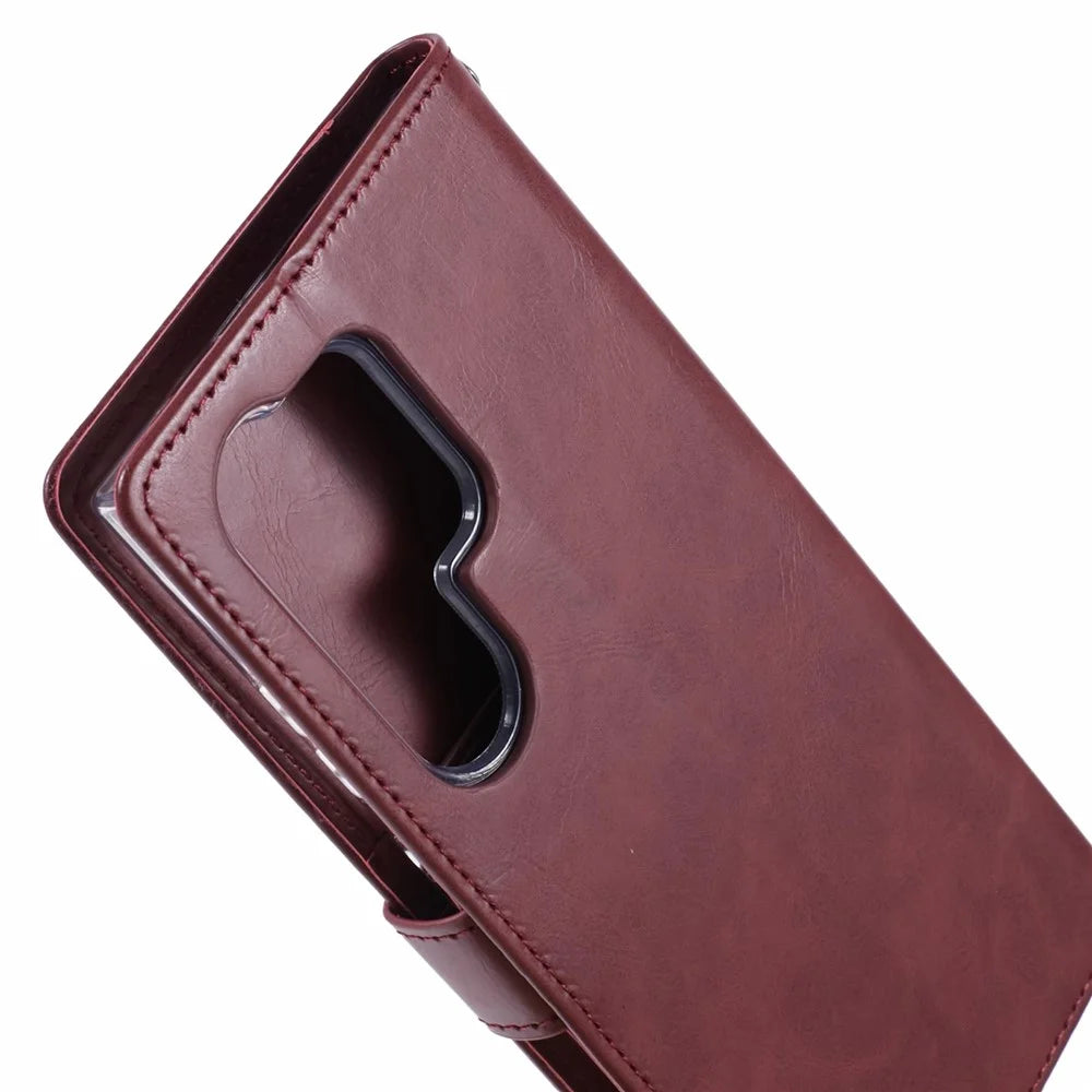 MERCURY GOOSPERY Blue Moon For Samsung Galaxy S26 Ultra Case Stand Full Protection Leather Phone Cover - Wine Red - 7