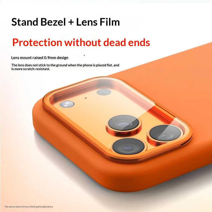 For iPhone 18 Pro Max / 17 Pro Max / 16 Pro Max Magnetic Case PC + Liquid Silicone Phone Cover with Lens Cover Kickstand - Red - 4