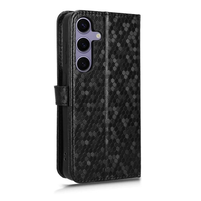 For Samsung Galaxy S26+ Wallet Case Dot Pattern Imprint PU Leather Phone Cover with Wrist Strap - Black - 6