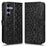 For Samsung Galaxy S26 Wallet Case Dot Pattern Imprint PU Leather Phone Cover with Wrist Strap - Black - 1