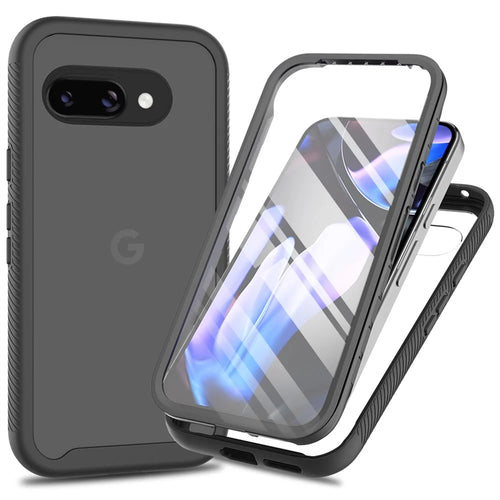 For Google Pixel 10a Clear Case PC + TPU Phone Back Cover with PET Screen Film - Black - 1