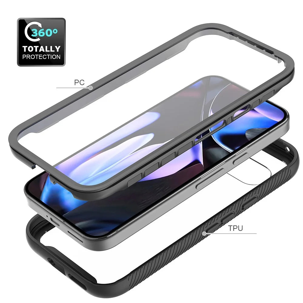 For Google Pixel 10a Clear Case PC + TPU Phone Back Cover with PET Screen Film - Black - 3