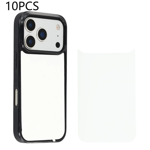 10Pcs for iPhone 17 Pro Case TPU + PC Heat Transfer Printing DIY Phone Cover with Glossy PET Film - White - 1