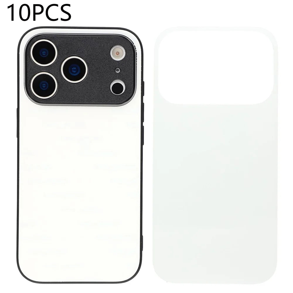 10Pcs for iPhone 17 Pro Magnetic Case TPU + PC Heat Transfer Printing DIY Phone Cover with Glossy PET Film - White - 1