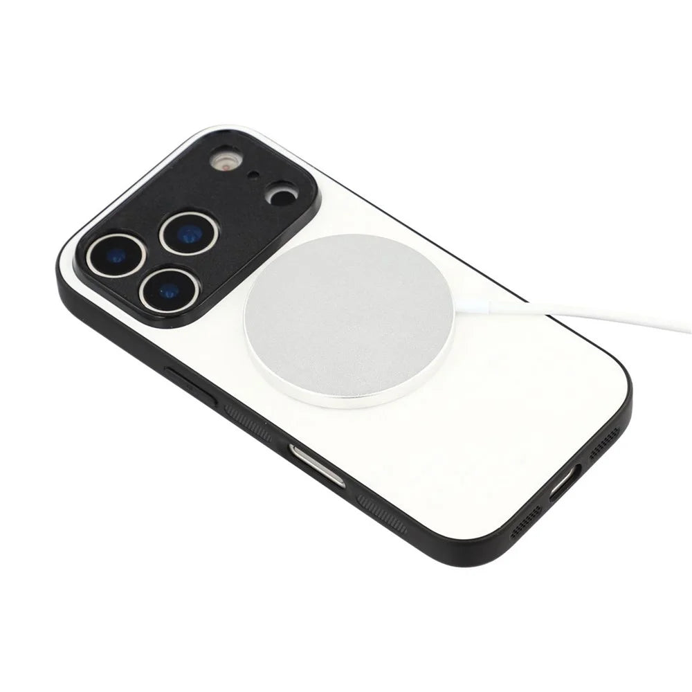 10Pcs for iPhone 17 Pro Magnetic Case TPU + PC Heat Transfer Printing DIY Phone Cover with Glossy PET Film - White - 6