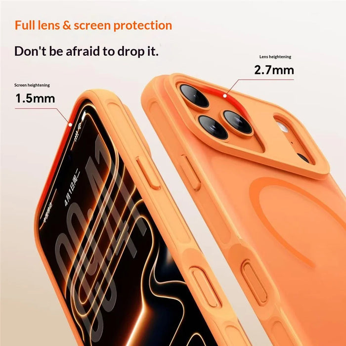 For iPhone 17 Pro Max Magnetic Case Anti-fingerprint Soft-touch Shockproof  TPU + PC Cover - Orange - 4