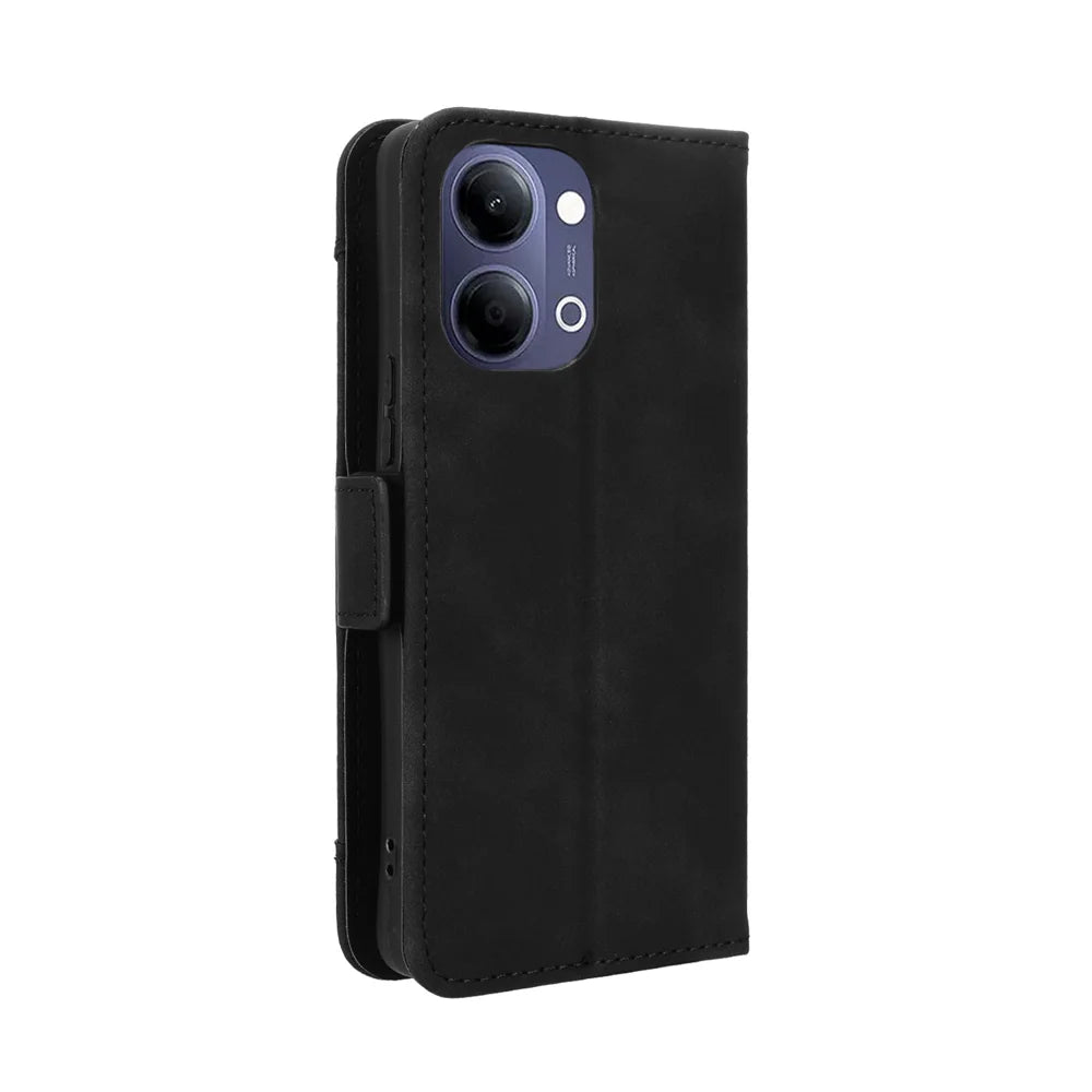 For vivo Y21 5G (2026) / vivo Y05 4G Leather Case Phone Wallet Cover with Multiple Card Slots - Black - 7