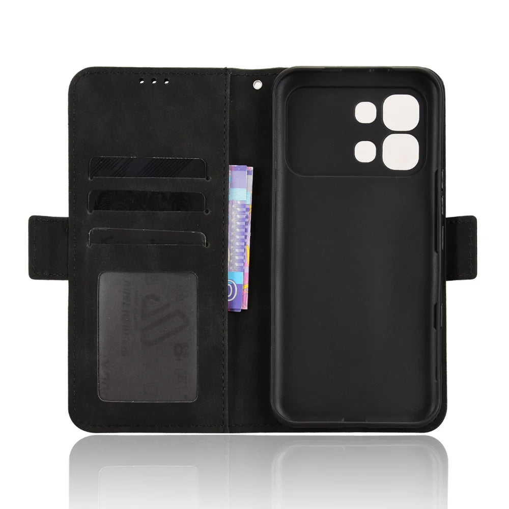 For Infinix Note Edge 5G Leather Case Phone Wallet Cover with Multiple Card Slots - Black - 4