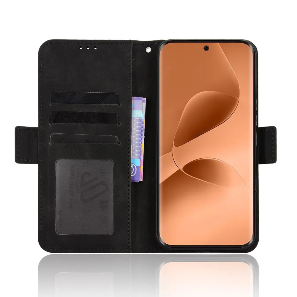 For Infinix Note Edge 5G Leather Case Phone Wallet Cover with Multiple Card Slots - Black - 5