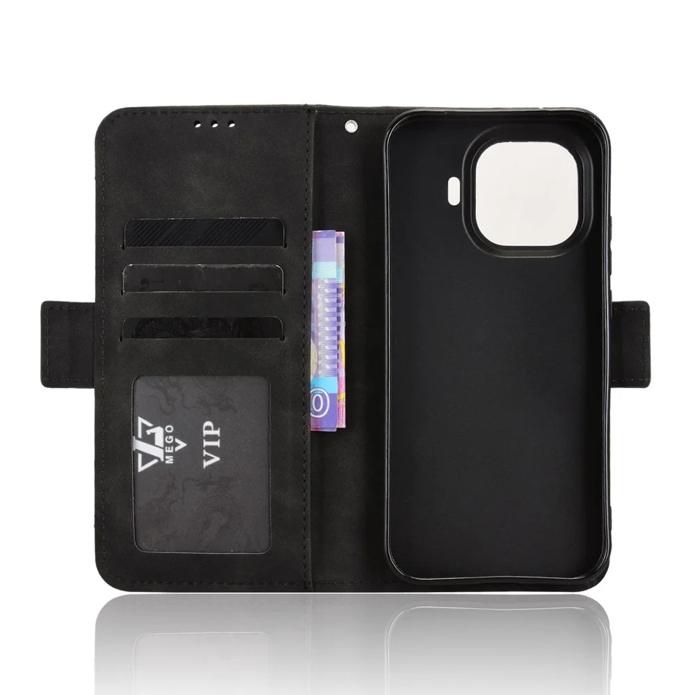 For vivo iQOO 15R / vivo iQOO Z11 Turbo 5G Leather Case Phone Wallet Cover with Multiple Card Slots - Black - 4
