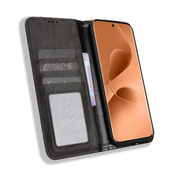 For Infinix Note Edge 5G Leather Case Wallet Stand Retro Texture Phone Cover - Black - 6