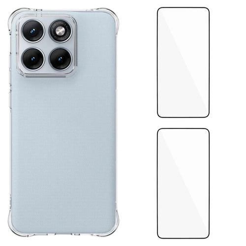WANLONFENG For Motorola Edge 70 Fusion+ 5G / Edge 70 Fusion 5G WL2 Series TPU Case 2.0mm Phone Cover with 2Pcs Tempered Glass Films - Transparent - 1