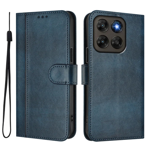Wallet Stand Case For Motorola Moto G87 5G / G77 5G / G67 5G Retro Texture Leather Phone Cover with Lanyard - Blue - 1