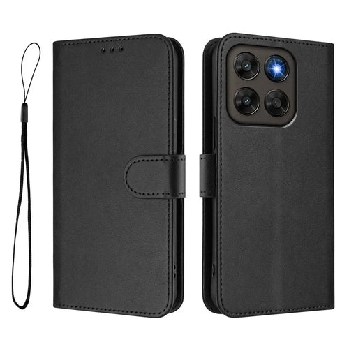 Wallet Case For Motorola Moto G87 5G / G77 5G / G67 5G RFID Blocking Calf Texture Leather Stand Phone Cover with Strap - Black - 1
