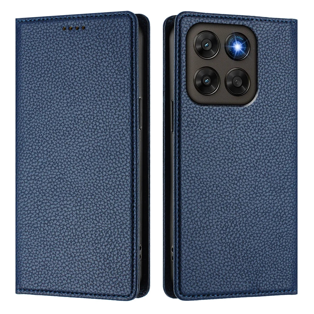 Wallet Case For Motorola Moto G87 5G / G77 5G / G67 5G RFID Blocking Litchi Texture Leather Mobile Cover - Dark Blue - 1