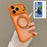 For iPhone 17 Pro Max Magnetic Case with Tempered Glass 360° Ring Kickstand Matte Translucent Cover Compatible with MagSafe - Orange - 1
