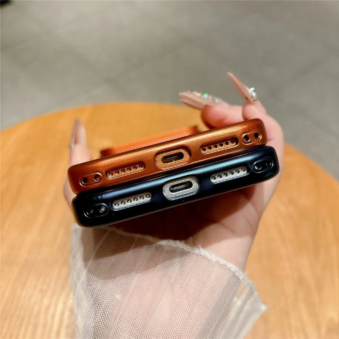 For iPhone 17 Pro Max Magnetic Case with Tempered Glass Screen Protector Lens Kickstand Electroplated Phone Cover Compatible with MagSafe - Orange - 6