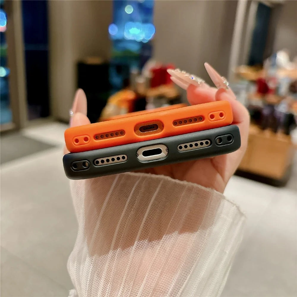 For iPhone 17 Pro Magnetic Case with Tempered Glass Screen Protector Lens Kickstand Frosted Shockproof Cover - Orange - 6