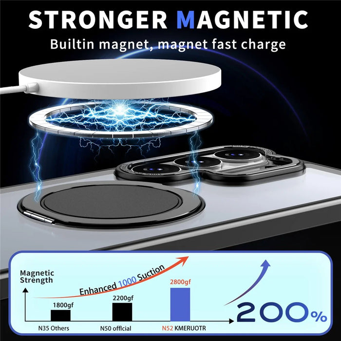 For Samsung Galaxy S26 Ultra Magnetic Case Hidden Gear Ring Kickstand Phone Cover - Black - 2