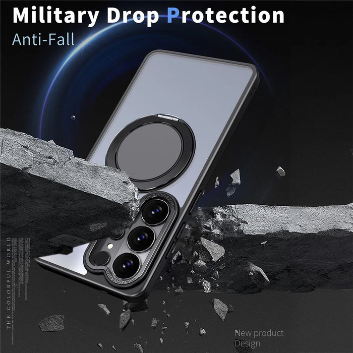 For Samsung Galaxy S26 Ultra Magnetic Case Hidden Gear Ring Kickstand Phone Cover - Black - 3