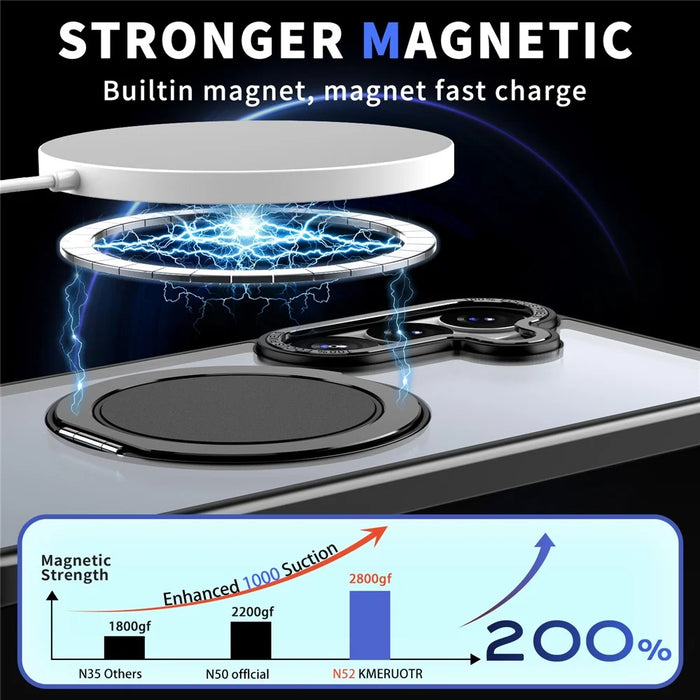 For Samsung Galaxy S26+ Magnetic Case Hidden Gear Ring Kickstand Phone Cover - Black - 2