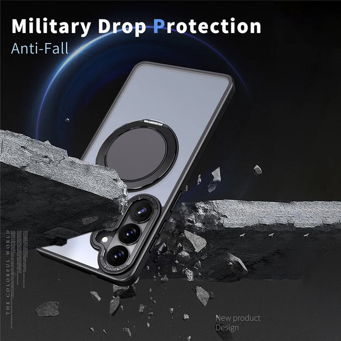 For Samsung Galaxy S26+ Magnetic Case Hidden Gear Ring Kickstand Phone Cover - Black - 3