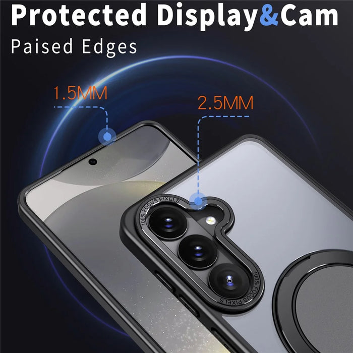For Samsung Galaxy S26 Magnetic Case Hidden Gear Ring Kickstand Phone Cover - Black - 5