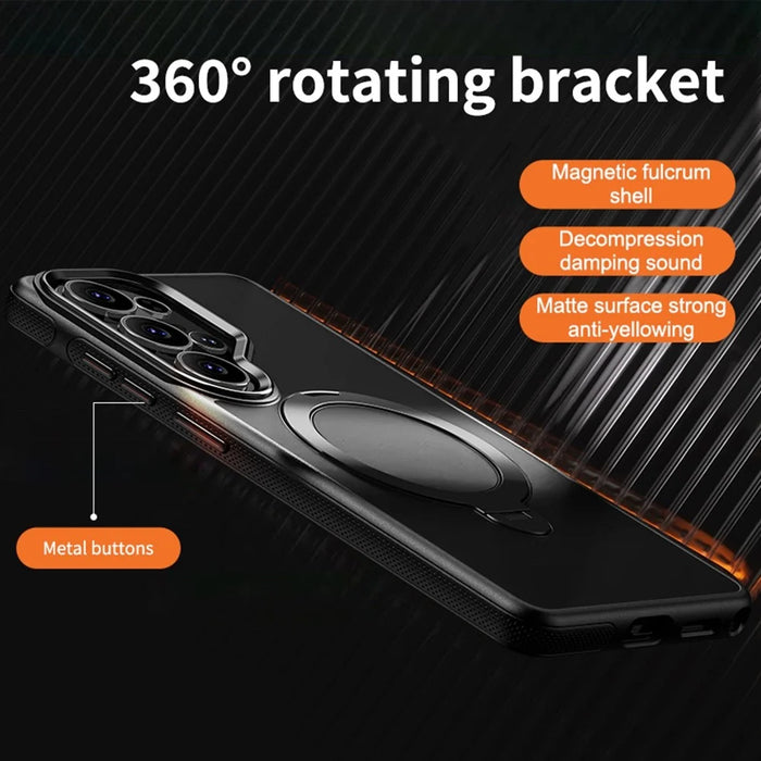 For Samsung Galaxy S26 Ultra Magnetic Case Drop Proof TPU PC Kickstand Phone Cover - Black - 2