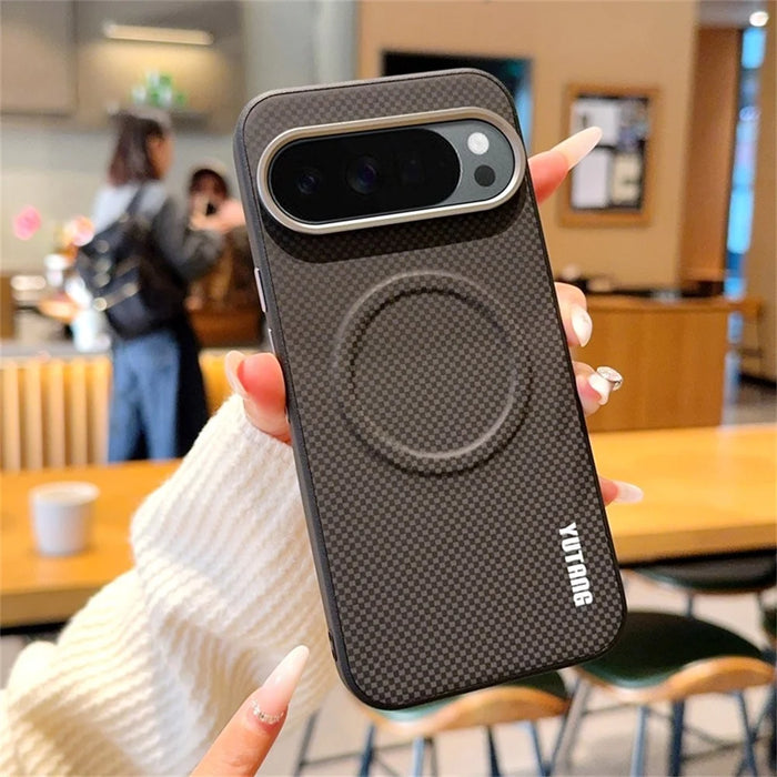 YUTANG Magnetic Case for Google Pixel 10 Pro  /  Pixel 10 Dot Pattern PC+TPU Shockproof Phone Cover - Black - 2