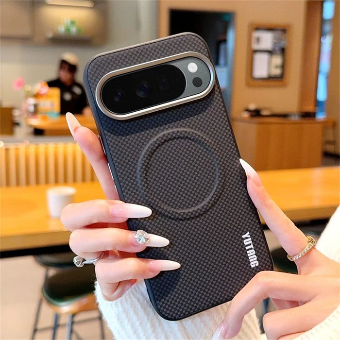 YUTANG Magnetic Case for Google Pixel 10 Pro  /  Pixel 10 Dot Pattern PC+TPU Shockproof Phone Cover - Black - 5