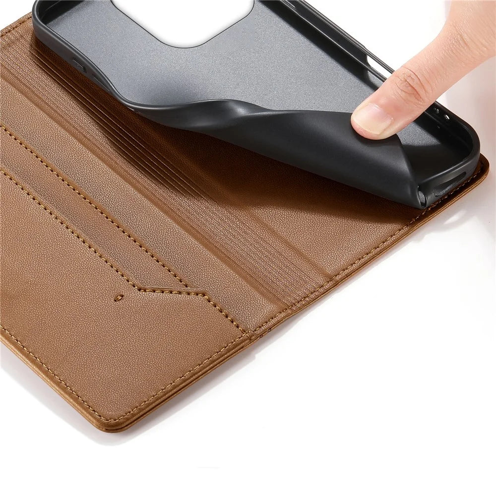 For Realme 16 Pro 5G Wallet Stand Case Line Splicing TPU PU Leather Phone Cover - Brown - 4