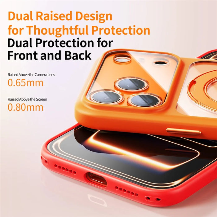 For iPhone 17 Pro Magnetic Phone Case PC TPU Shockproof Protective Cover with 360 Rotary Kickstand - Orange - 6