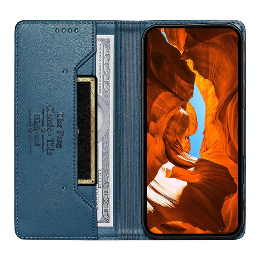 DIERFENG DF-018 for Realme 16 Pro+ 5G Case RFID Blocking Wallet Leather Phone Cover with Color Splicing Logo Corner - Blue - 2