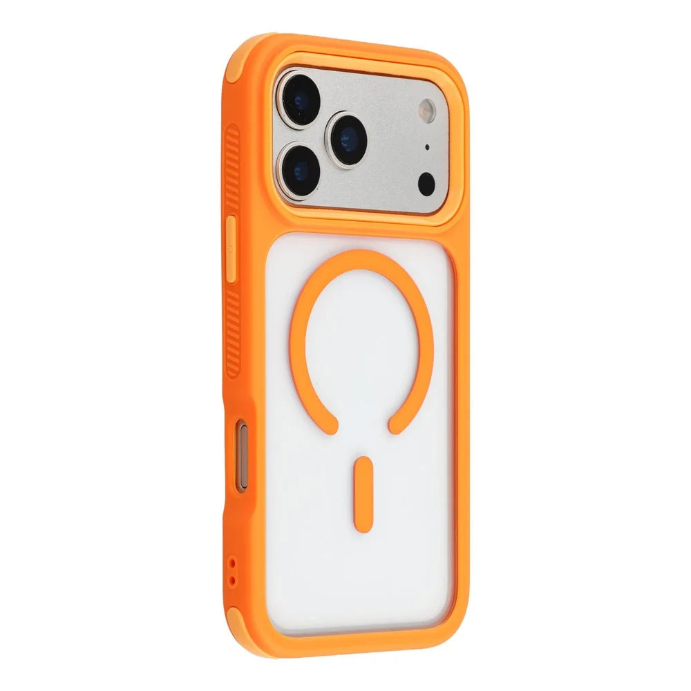 For iPhone 18 Pro / 17 Pro Magnetic Case TPU Clear Acrylic Detachable 2 in 1 Protective Phone Cover - Orange - 1