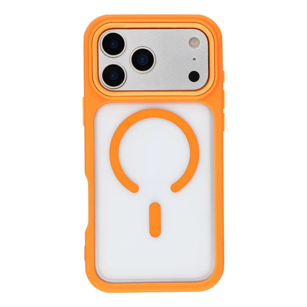 For iPhone 18 Pro Max / 17 Pro Max Magnetic Case TPU Clear Acrylic Detachable 2 in 1 Protective Phone Cover - Orange - 2