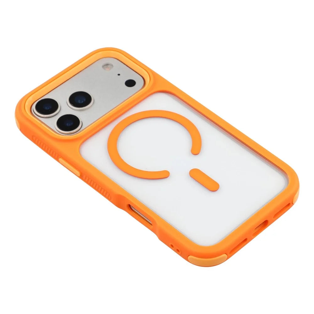 For iPhone 18 Pro Max / 17 Pro Max Magnetic Case TPU Clear Acrylic Detachable 2 in 1 Protective Phone Cover - Orange - 4