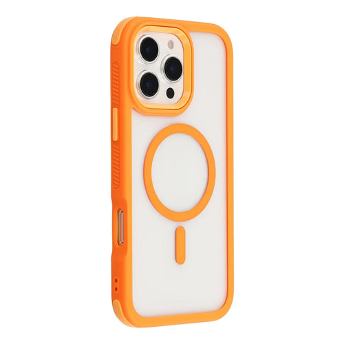 For iPhone 16 Pro Max Magnetic Case TPU Clear Acrylic Detachable 2 in 1 Protective Phone Cover - Orange - 1